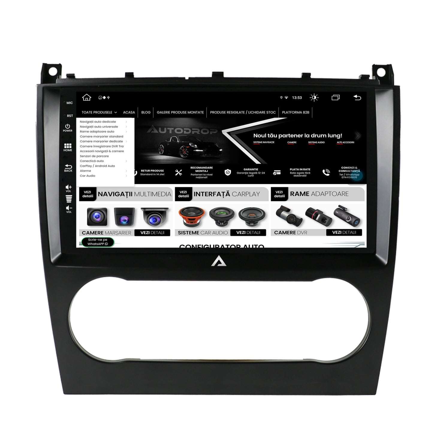 Navigatie Mercedes Benz C-Class W203 (2004-2011), Android, Z-Octacore / 8GB RAM + 256GB ROM, 9 INCH - AD-BGZ9008+AD-BGRKIT414