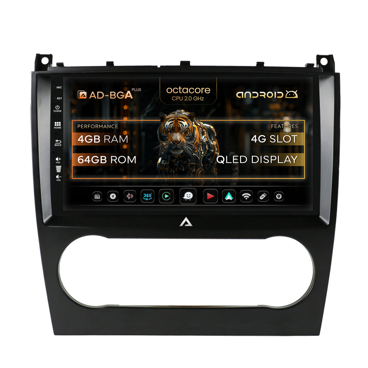 Navigatie Mercedes Benz C-Class W203 (2004-2011), Android, A-Octacore / 4GB RAM + 64GB ROM, 9 INCH - AD-BGA9004+AD-BGRKIT414