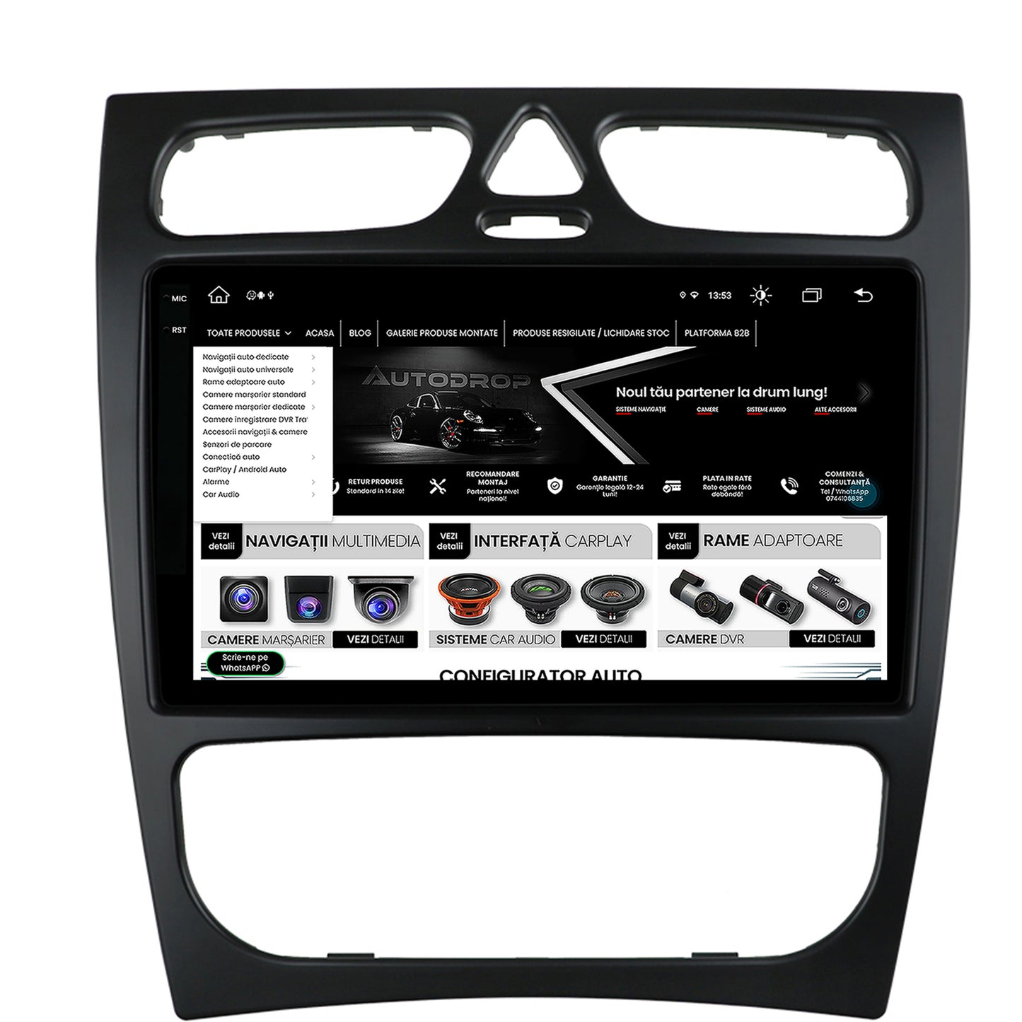 Navigatie Mercedes Benz C-Class W203 (2000-2005), Android, V-Octacore / 4GB RAM + 64GB ROM, 9.5 Inch - AD-BGV9004+AD-BGRKIT416