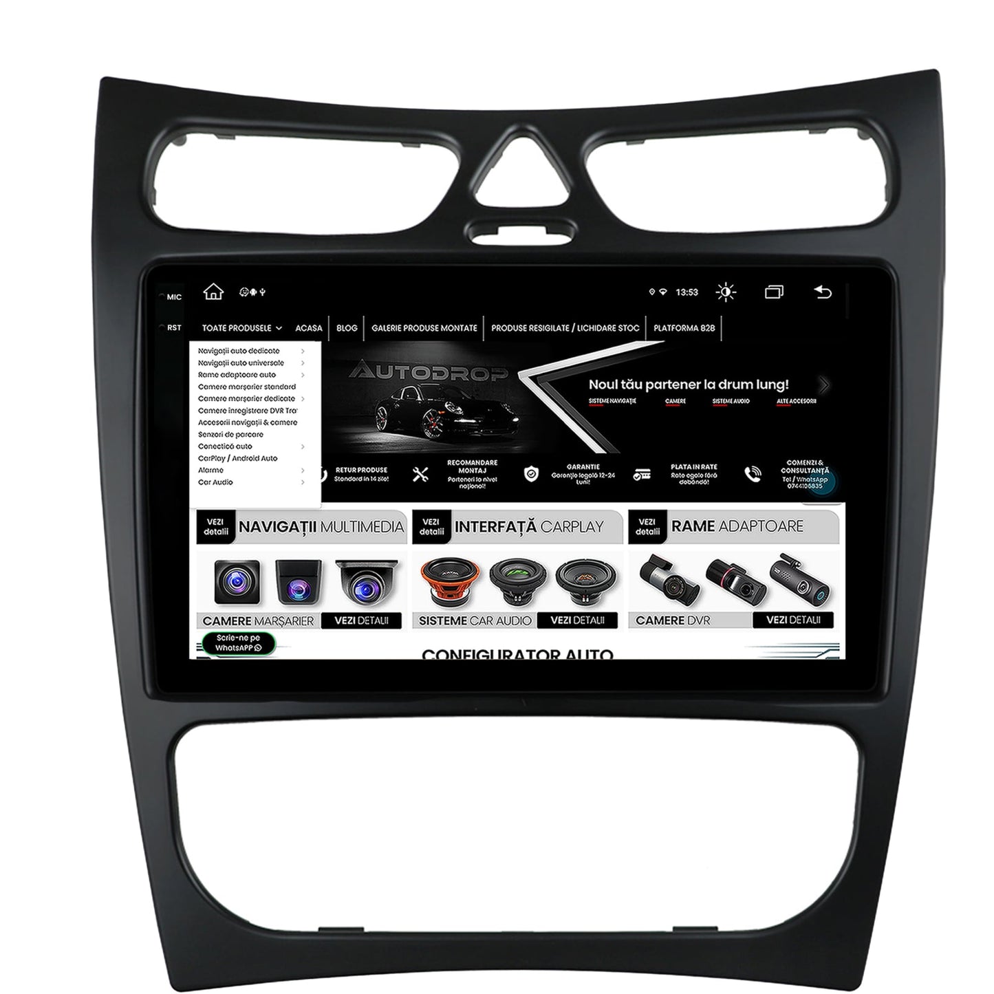 Navigatie Mercedes Benz CLK W209 (2000-2005), Android, X-Octacore / 8GB RAM + 256GB ROM, 9.5 Inch - AD-BGX9008+AD-BGRKIT416V2