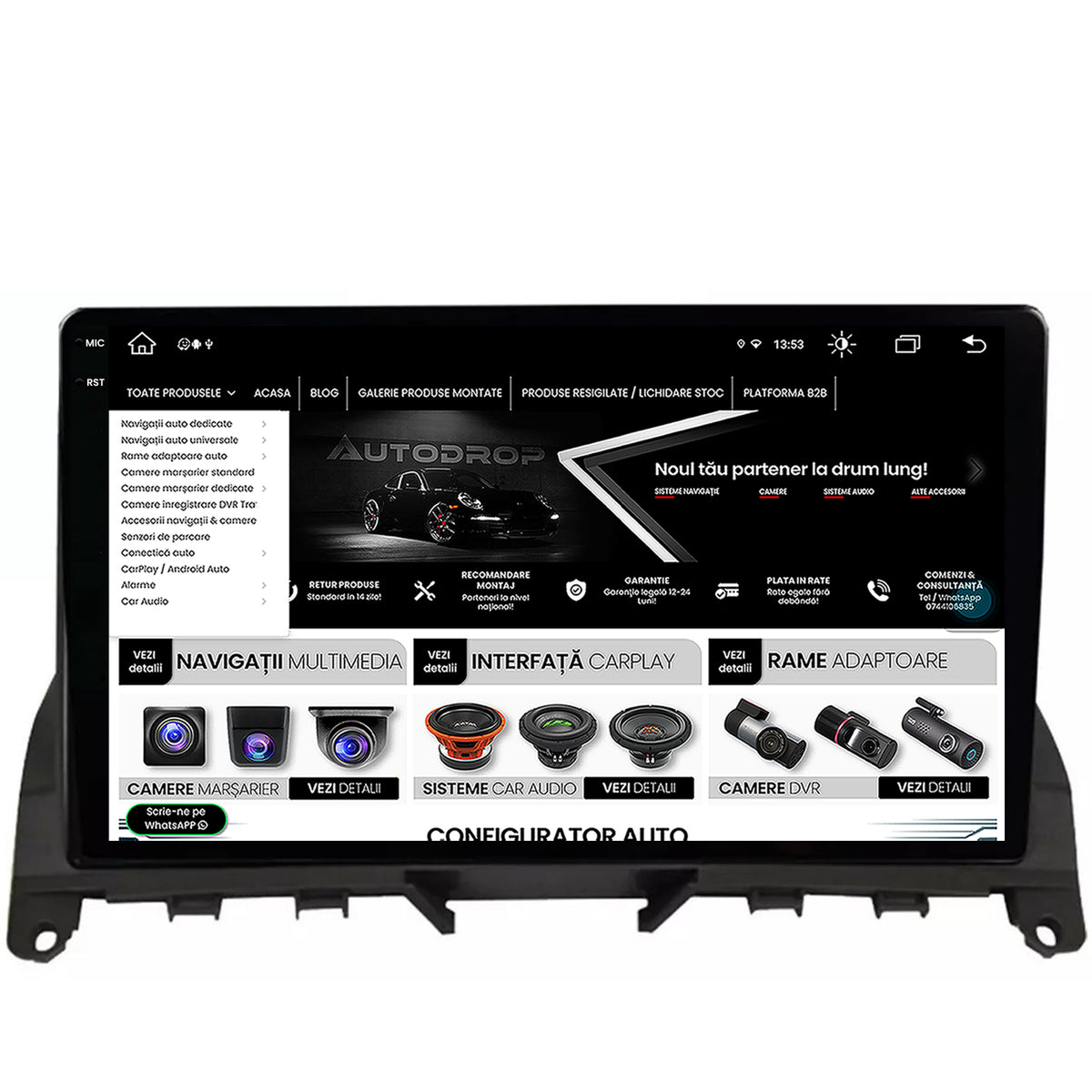 Navigatie Mercedes Benz C-Class W204 (2006-2012), Android, V-Octacore / 4GB RAM + 64GB ROM, 9.5 Inch - AD-BGV9004+AD-BGRKIT419