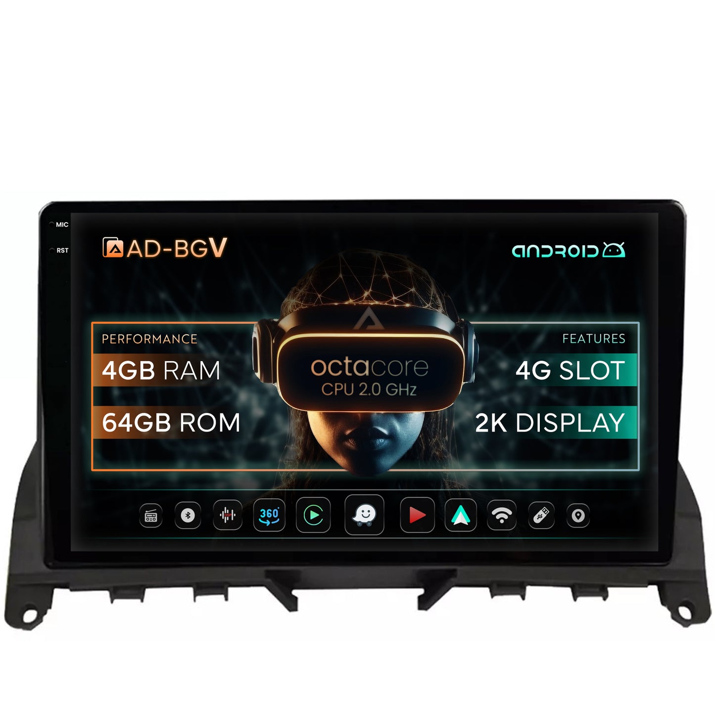 Navigatie Mercedes Benz C-Class W204 (2006-2012), Android, V-Octacore / 4GB RAM + 64GB ROM, 9.5 Inch - AD-BGV9004+AD-BGRKIT419