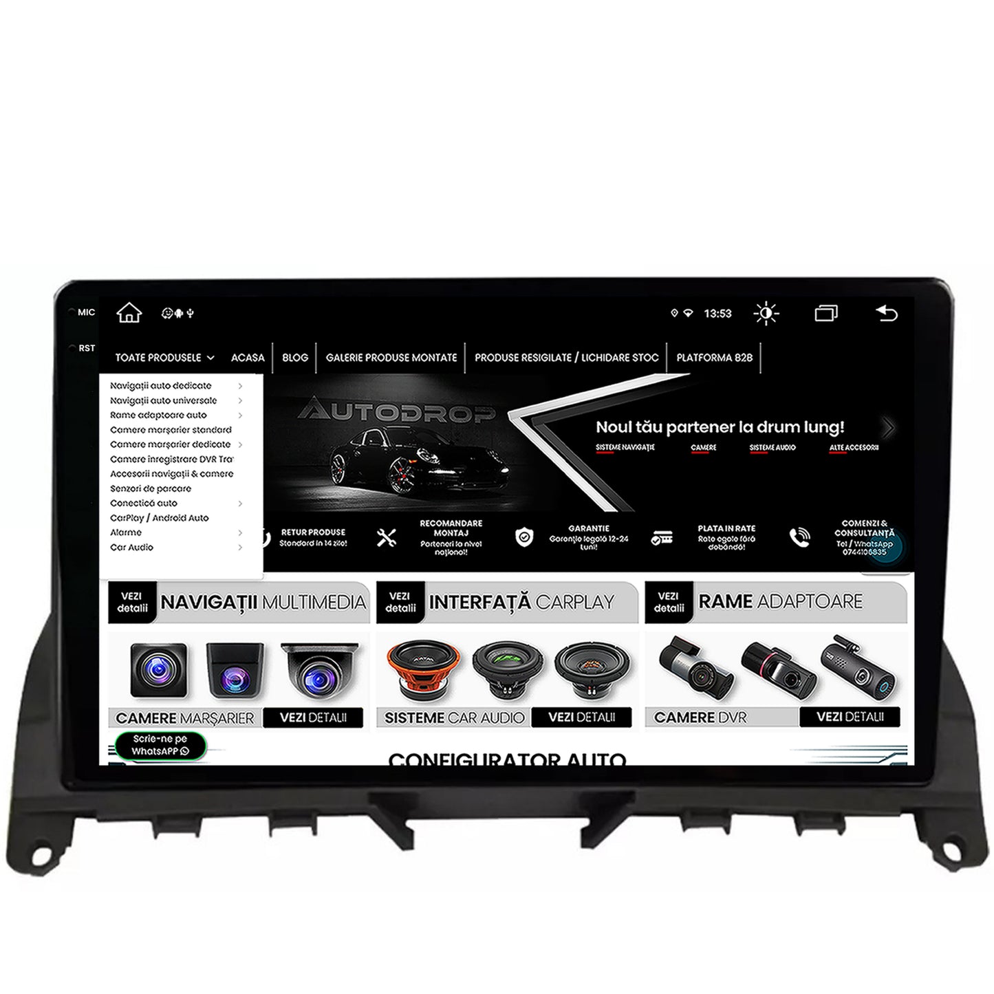 Navigatie Mercedes Benz C-Class W204 (2006-2012), Android, X-Octacore / 8GB RAM + 256GB ROM, 9.5 Inch - AD-BGX9008+AD-BGRKIT419