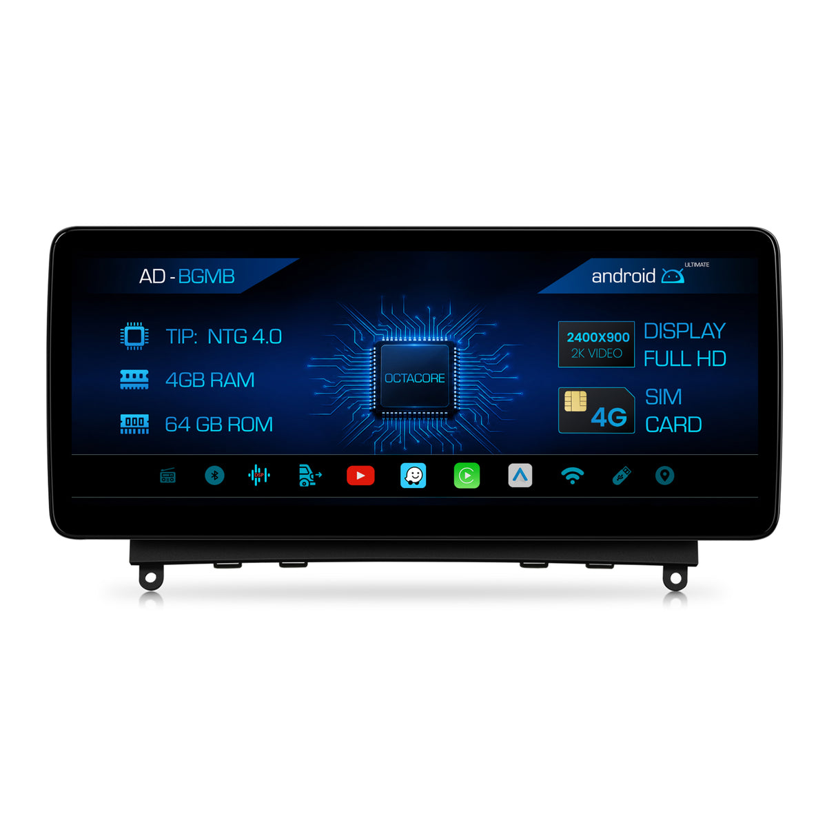 Navigatie Mercedes Benz C-Class W204 (2007-2010), NTG 4.0, Android 13, MB-Octacore, 4GB RAM + 64GB ROM, 12.3 Inch - AD-BGMB1200440+AD-BGRKITMB003