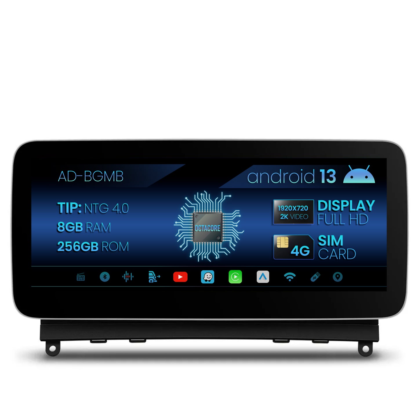 Navigatie Mercedes Benz C-Class W204 (2007-2010), NTG 4.0, Android 13, MB-Octacore, 8GB RAM + 256GB ROM, 12.3 Inch - AD-BGMB1000840+AD-BGRKITMB003