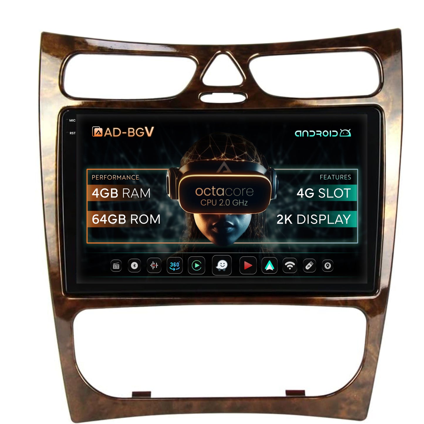 Navigatie Mercedes Benz CLK W209 (2000-2005), Android, V-Octacore / 4GB RAM + 64GB ROM, 9.5 Inch - AD-BGV9004+AD-BGRKIT416V4