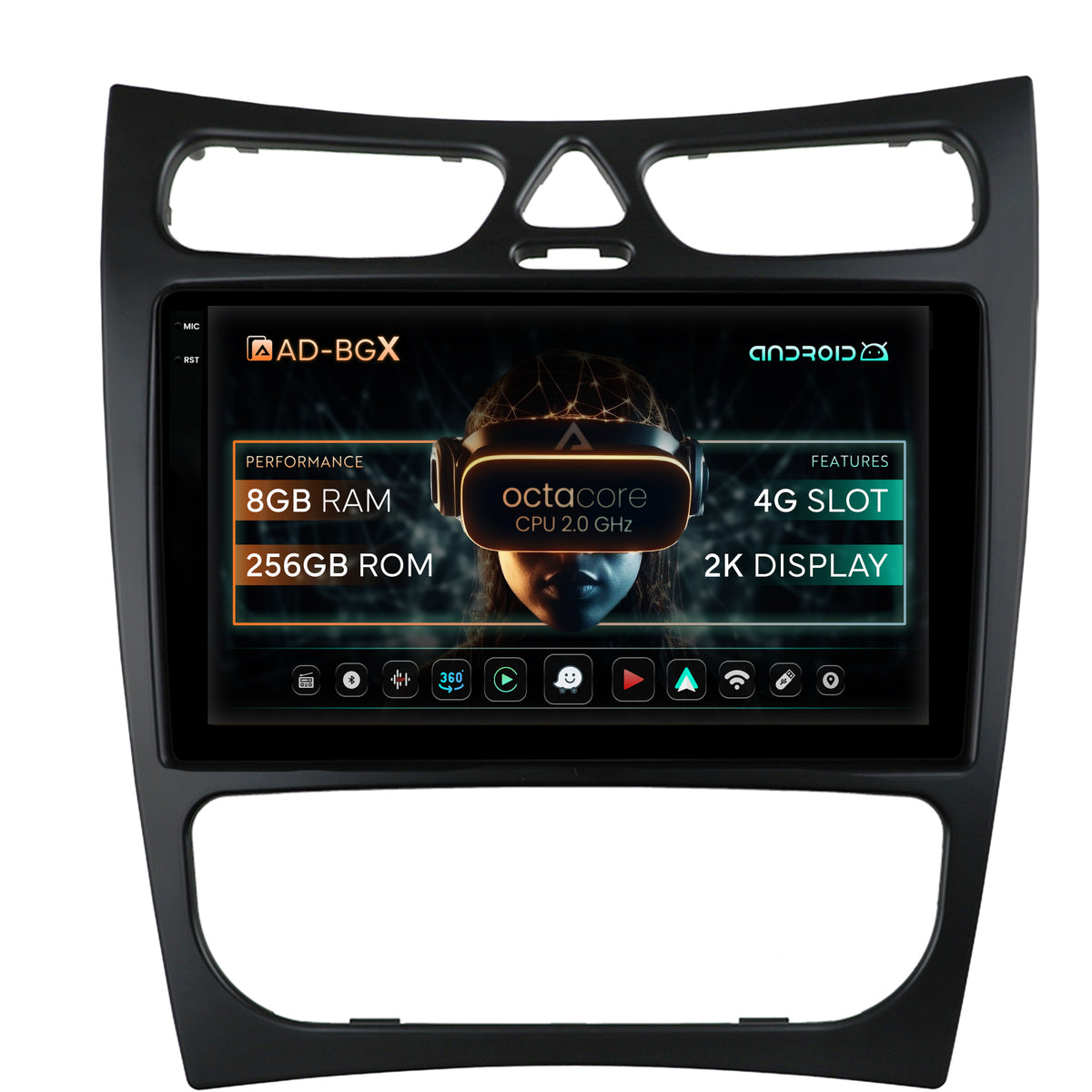 Navigatie Mercedes Benz CLK W209 (2000-2005), Android, X-Octacore / 8GB RAM + 256GB ROM, 9.5 Inch - AD-BGX9008+AD-BGRKIT416V2