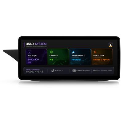 Navigatie Mercedes Benz E-Class W212 (2013-2014), Linux OS & OEM, NTG 4.5, CarPlay & Android Auto Wireless, MirrorLink, Camera AHD, 12.3 Inch - AD-BGMBLNX1245+AD-BGRKITMB009