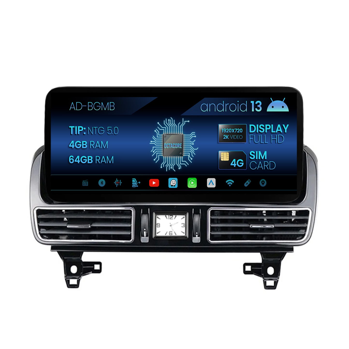 Navigatie Mercedes Benz GLE W166 / GLS X166 (2016-2018), NTG 5.0, Android 13, MB-Octacore, 4GB RAM + 64GB ROM, 12.3 Inch - AD-BGMB1200450+AD-BGRKITMB017