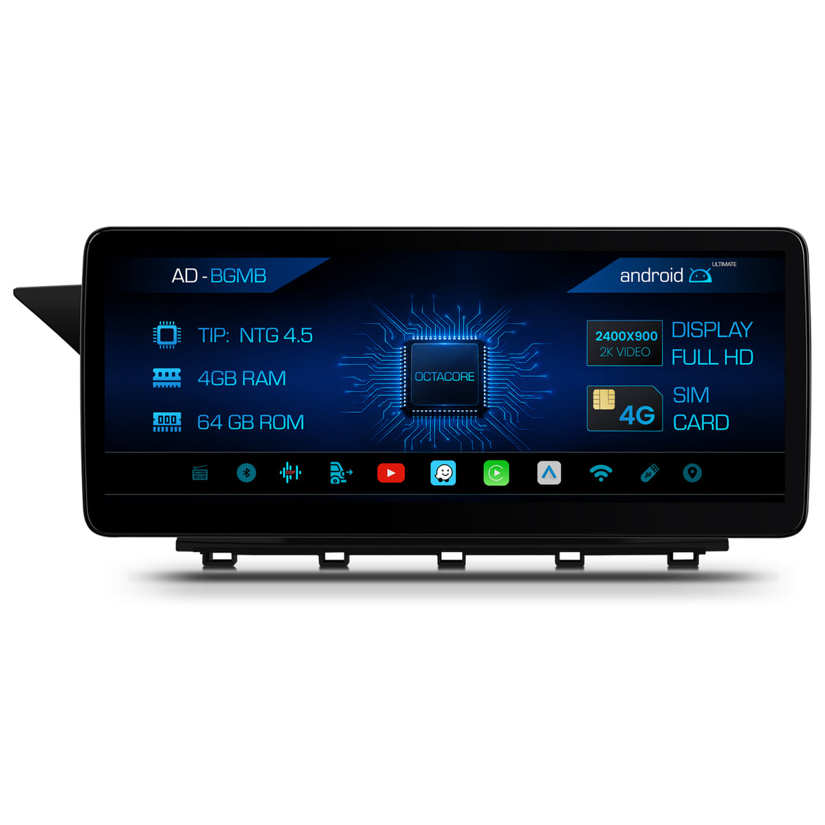 Navigatie Mercedes Benz GLK X204 (2013-2015), NTG 4.5, Android 13, MB-Octacore, 4GB RAM + 64GB ROM, 12.3 Inch - AD-BGMB1200445+AD-BGRKITMB007