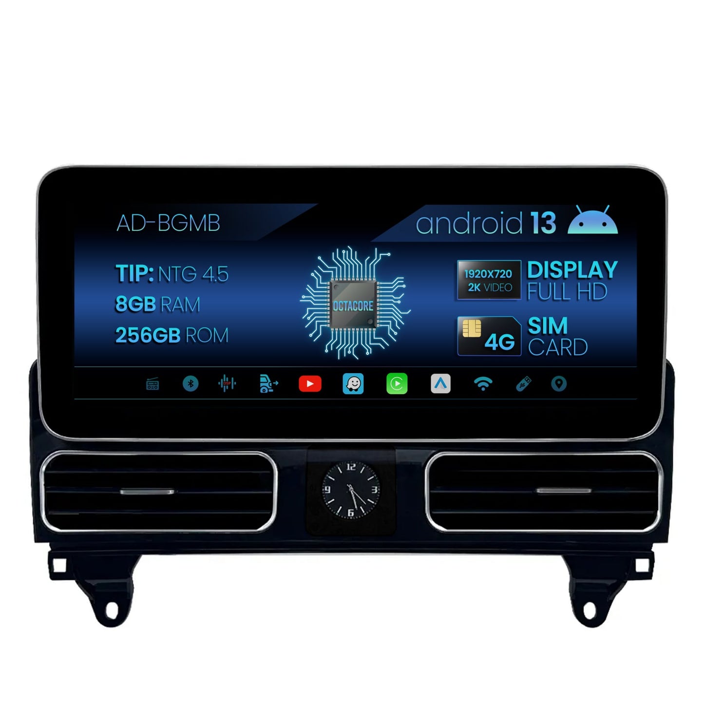 Navigatie Mercedes Benz ML/GL W166 X166 (2012-2015), NTG 4.5, Android 13, MB-Octacore, 8GB RAM + 256GB ROM, 12.3 Inch - AD-BGMB1200845+AD-BGRKITMB016