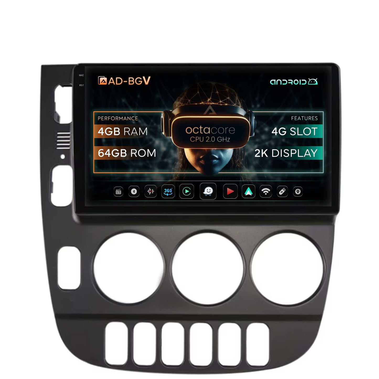 Navigatie Mercedes Benz ML W163 (1998-2005), Android, V-Octacore / 4GB RAM + 64GB ROM, 9.5 Inch - AD-BGV9004+AD-BGRKIT405V2