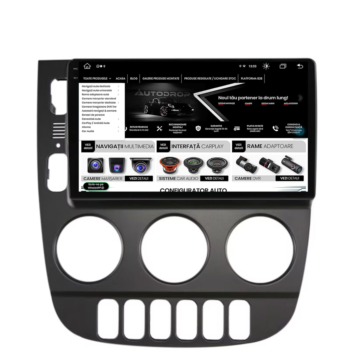 Navigatie Mercedes Benz ML W163 (1998-2005), Android, V-Octacore / 4GB RAM + 64GB ROM, 9.5 Inch - AD-BGV9004+AD-BGRKIT405V3