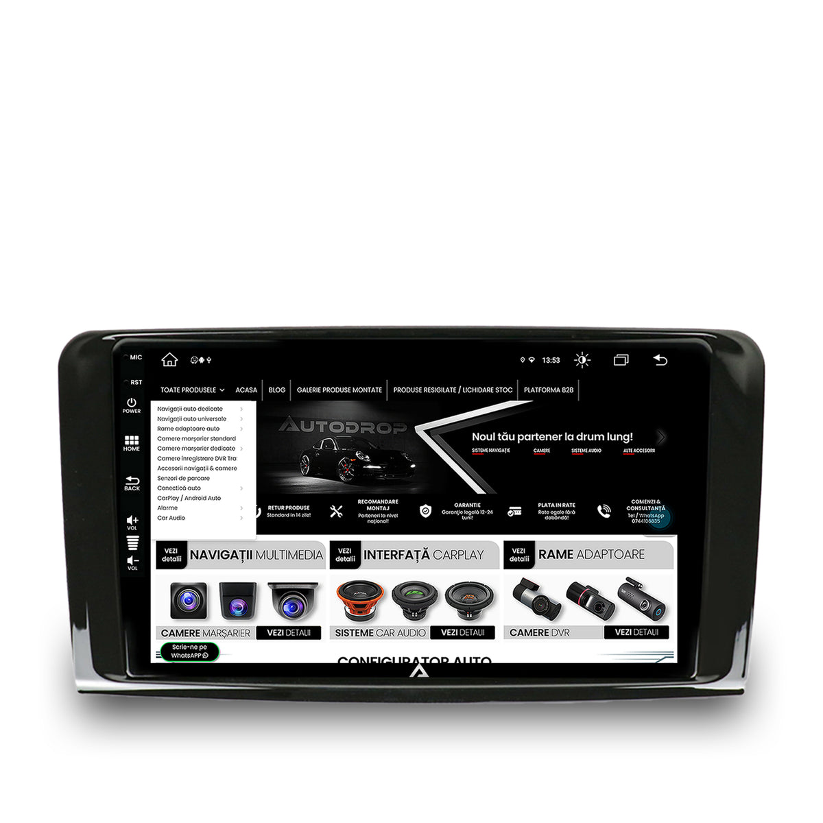 Navigatie Mercedes Benz ML W164 / GL X164, Android, Z-Octacore / 8GB RAM + 256GB ROM, 9 Inch - AD-BGZ9008+AD-BGRKIT405