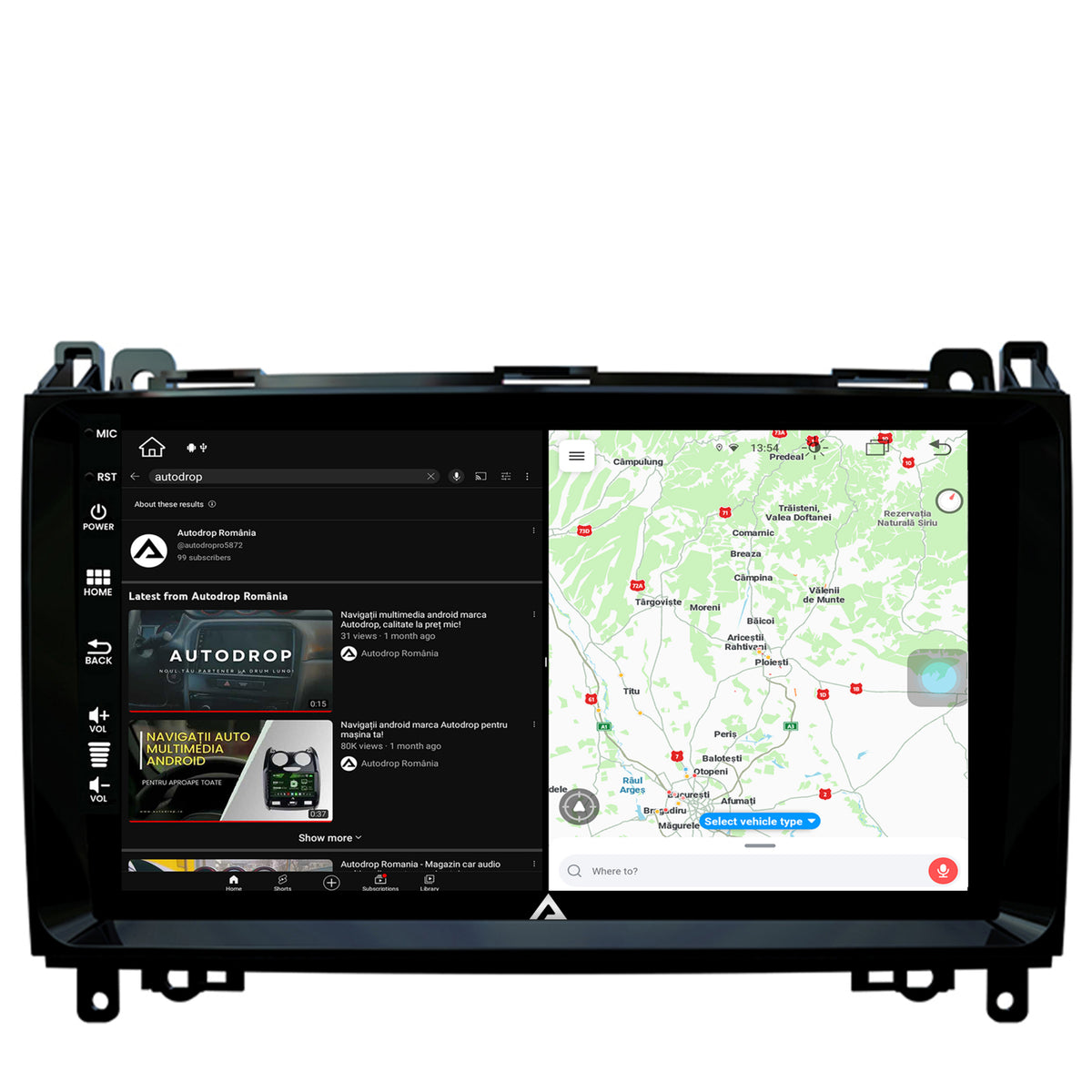 Navigatie Mercedes Benz Sprinter, Viano, Vito, A/B Class, Crafter, Android, Z-Octacore / 8GB RAM + 256GB ROM, 9 Inch - AD-BGZ9008+AD-BGRKIT407