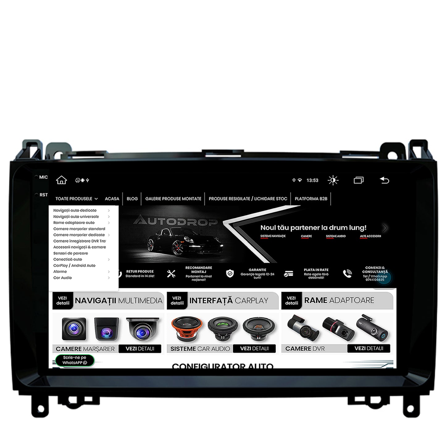 Navigatie Mercedes Benz Sprinter, Viano, Vito, A/B Class, Crafter, Android, X-Octacore / 8GB RAM + 256GB ROM, 9.5 Inch - AD-BGX9008+AD-BGRKIT407
