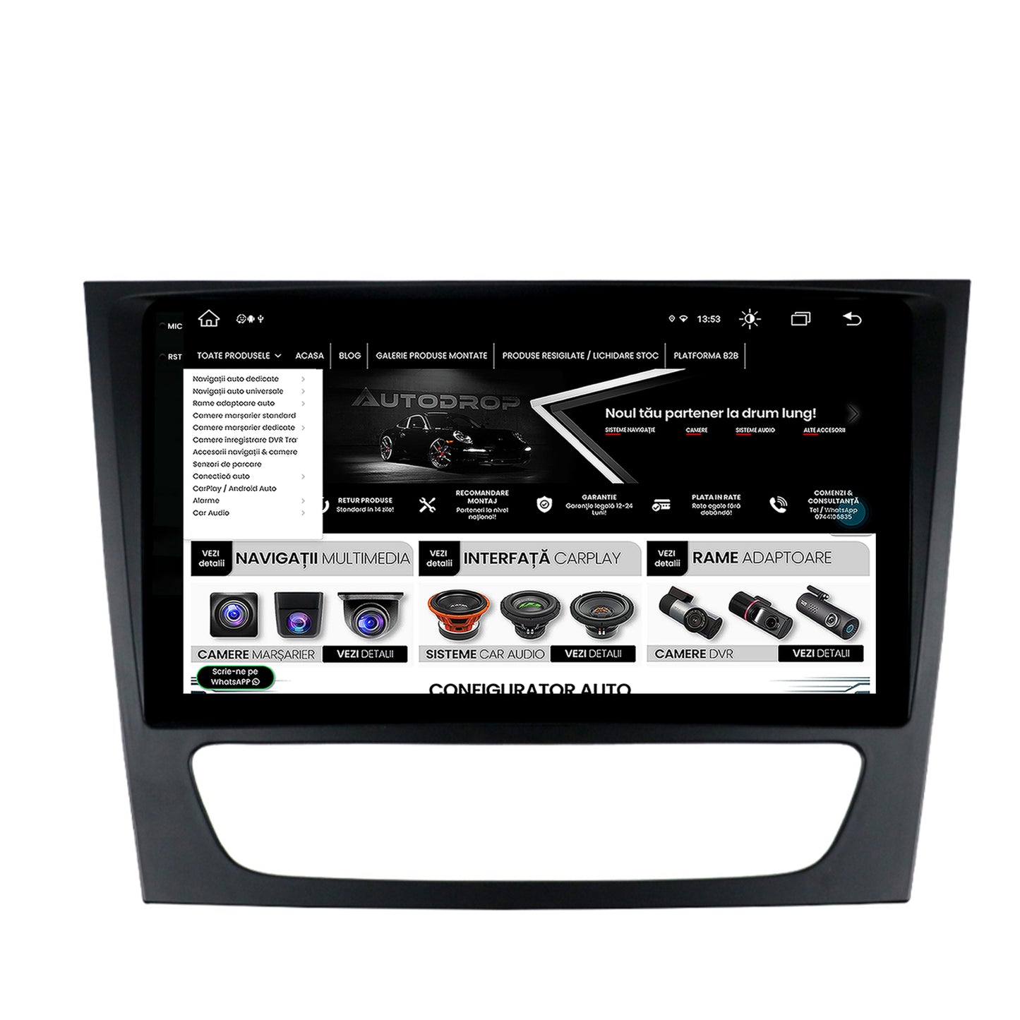 Navigatie Mercedes Benz W211/CLS, Android, V-Octacore / 4GB RAM + 64GB ROM, 9.5 Inch - AD-BGV9004+AD-BGRKIT415