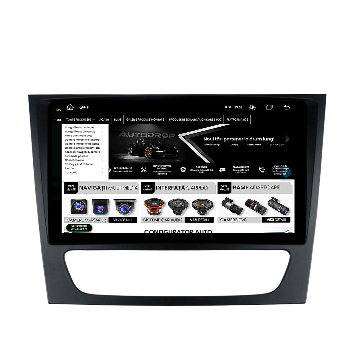 Navigatie Mercedes Benz W211/CLS, Android, X-Octacore / 8GB RAM + 256GB ROM, 9.5 Inch - AD-BGX9008+AD-BGRKIT415