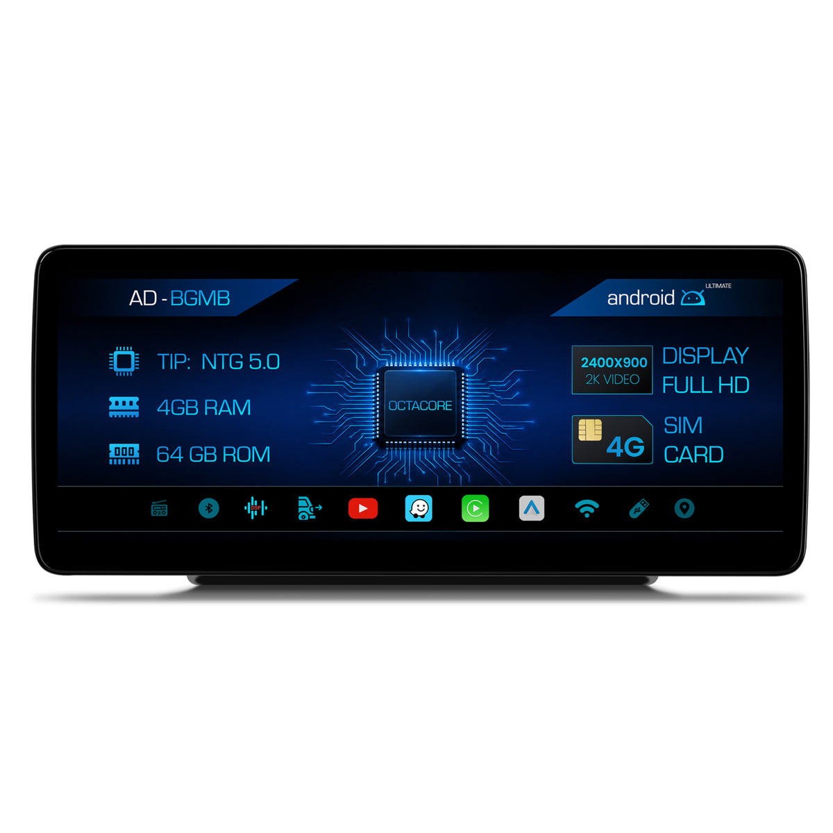 Navigatie Mercedes Benz X-Class W470 (2015-2018), NTG 5.0, Android 13, MB-Octacore, 4GB RAM + 64GB ROM, 12.3 Inch - AD-BGMB1200450+AD-BGRKITMB0054