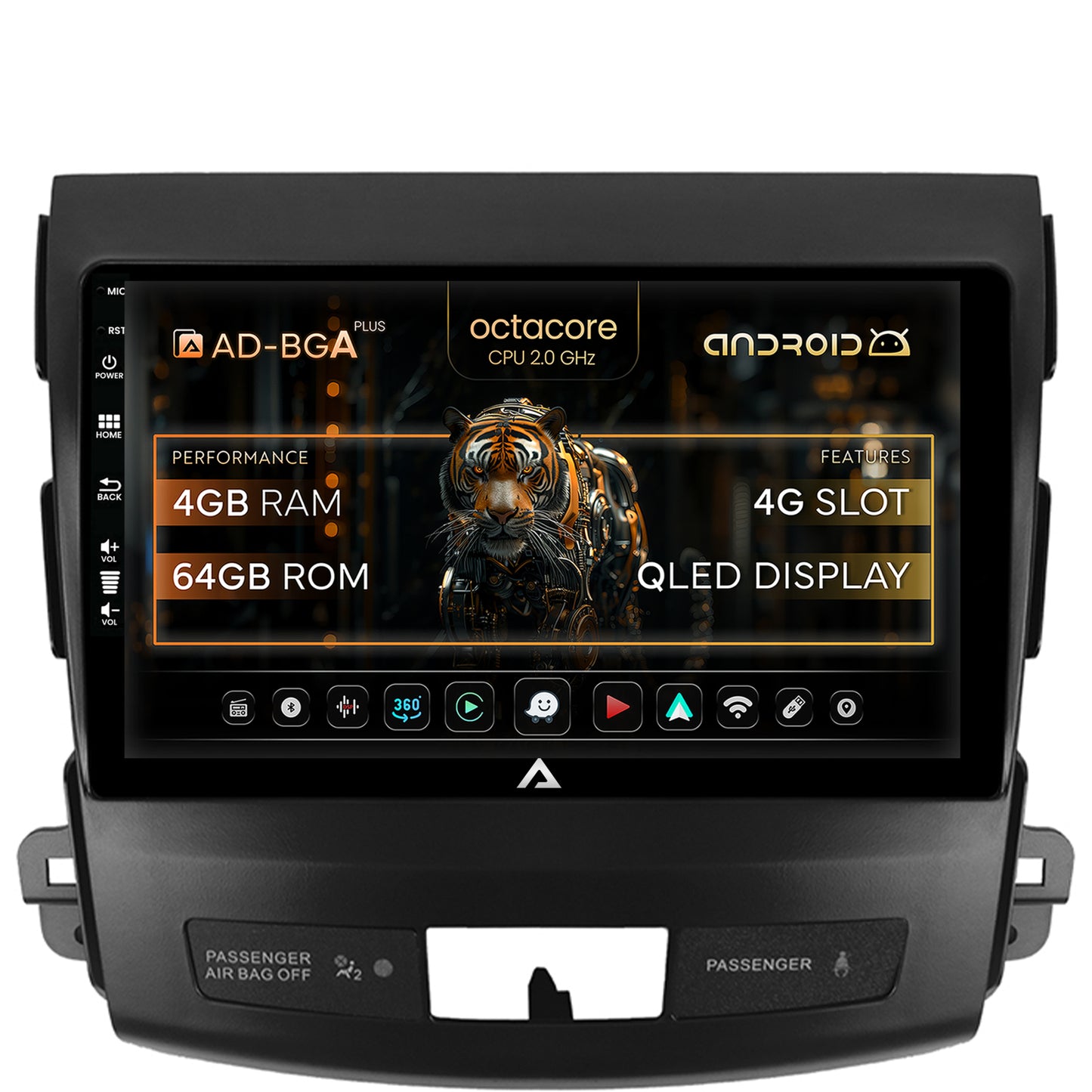 Navigatie Mitstubishi Outlander / Peugeot 4007 / Citroen C-Crosser, Android, A-Octacore / 4GB RAM + 64GB ROM, 9 Inch - AD-BGA9004+AD-BGRKIT276