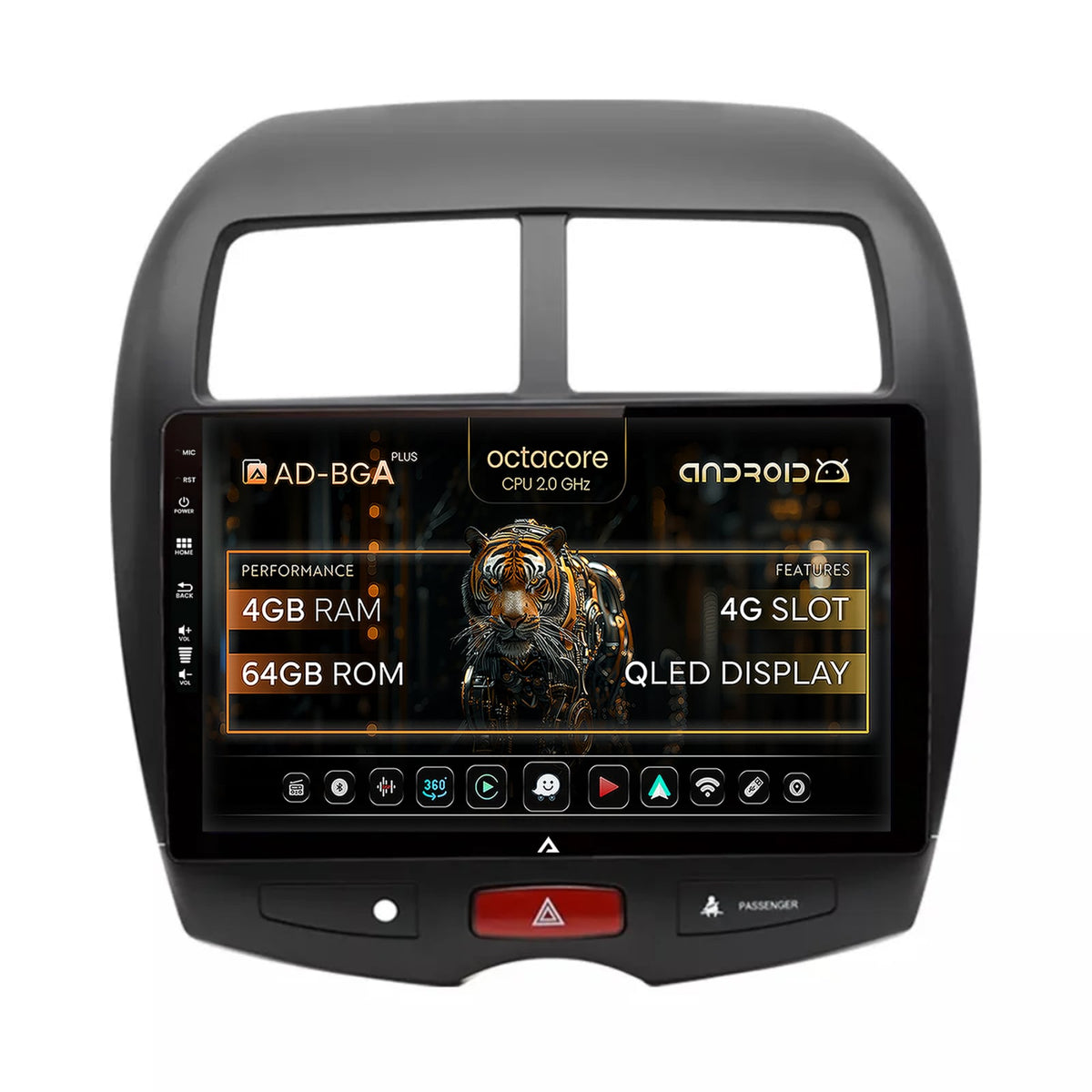 Navigatie Mitsubishi ASX / Peugeot 4008 (2010-2018), Android, A-Octacore / 4GB RAM + 64GB ROM, 10.1 Inch - AD-BGA10004+AD-BGRKIT267