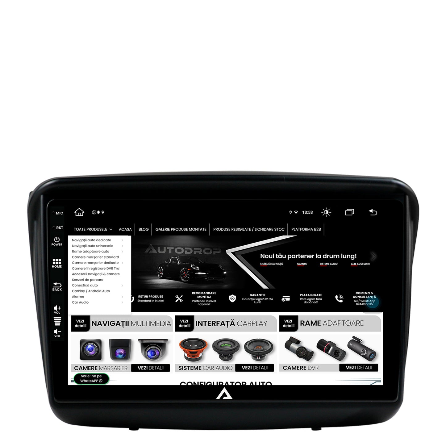 Navigatie Mitsubishi L200 / Pajero Sport, Android, Z-Octacore / 8GB RAM + 256GB ROM, 9 Inch - AD-BGZ9008+AD-BGRKIT278