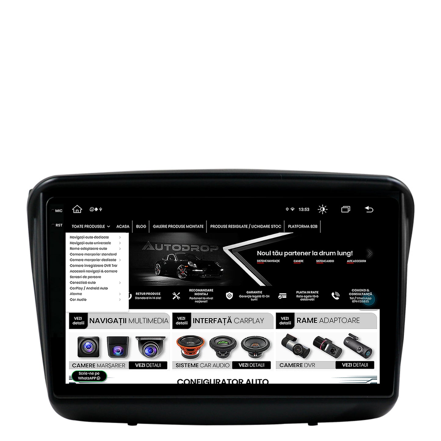 Navigatie Mitsubishi L200 / Pajero Sport, Android, V-Octacore / 4GB RAM + 64GB ROM, 9.5 Inch - AD-BGV9004+AD-BGRKIT278