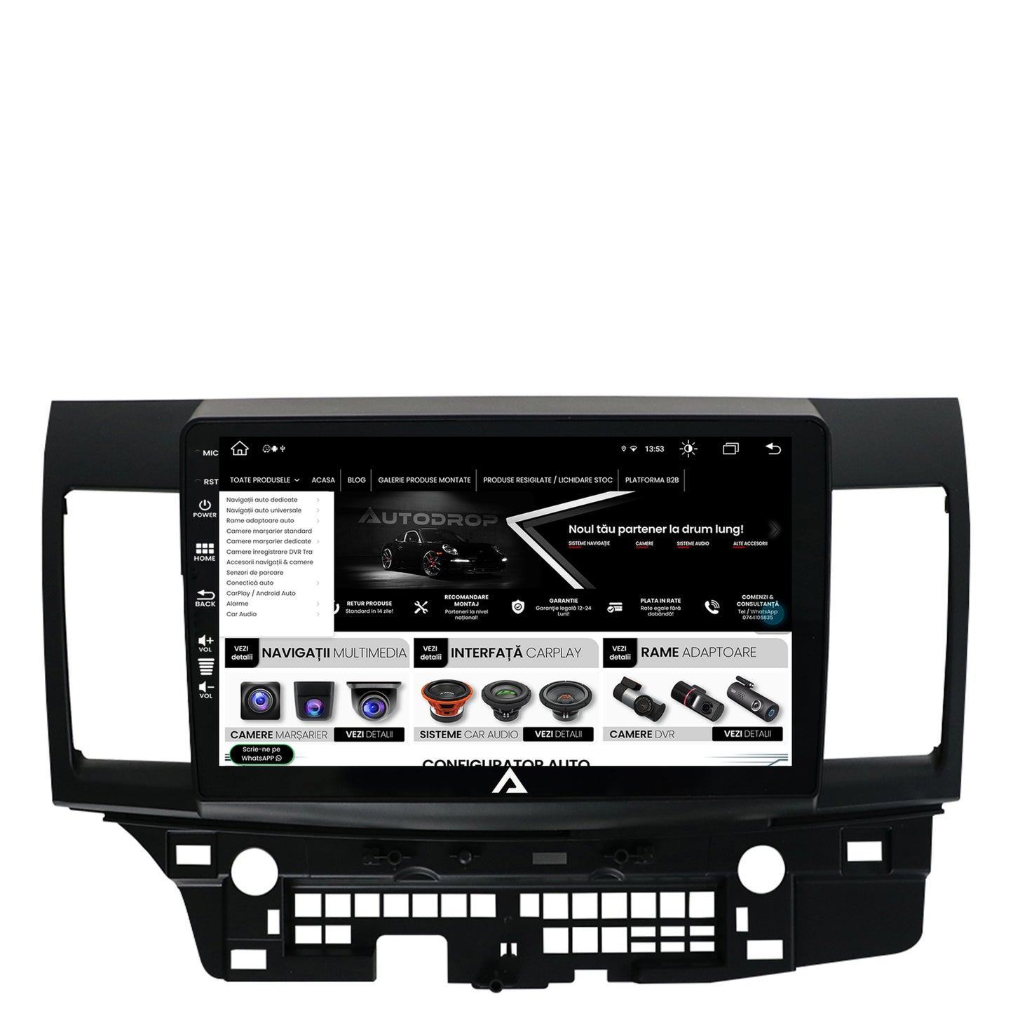 Navigatie Mitsubishi Lancer (2007-2016), Android, Z-Octacore / 8GB RAM + 256GB ROM, 10.1 Inch - AD-BGZ10008+AD-BGRKIT269