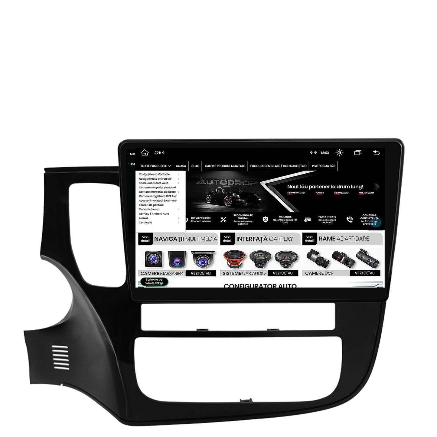 Navigatie Mitsubishi Outlander (2013-2020), Android, V-Octacore / 4GB RAM + 64GB ROM, 10.36 Inch - AD-BGV10004+AD-BGRKIT268