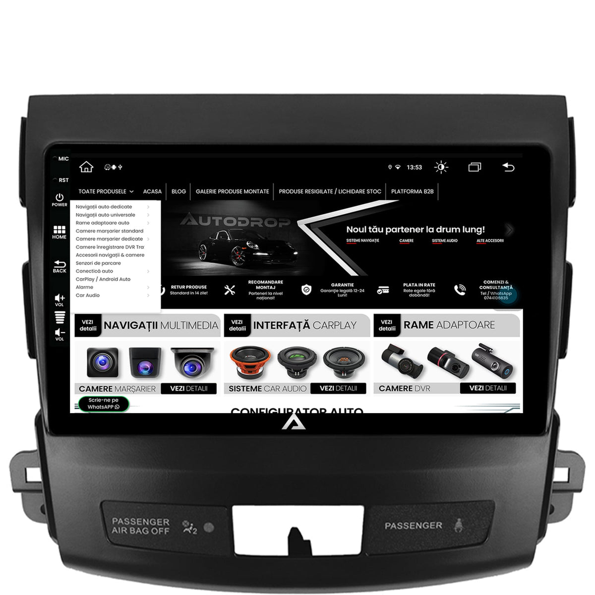 Navigatie Mitsubishi Outlander / Peugeot 4007 / Citron C-Crosser, Android, Z-Octacore / 8GB RAM + 256GB ROM, 9 Inch - AD-BGZ9008+AD-BGRKIT276
