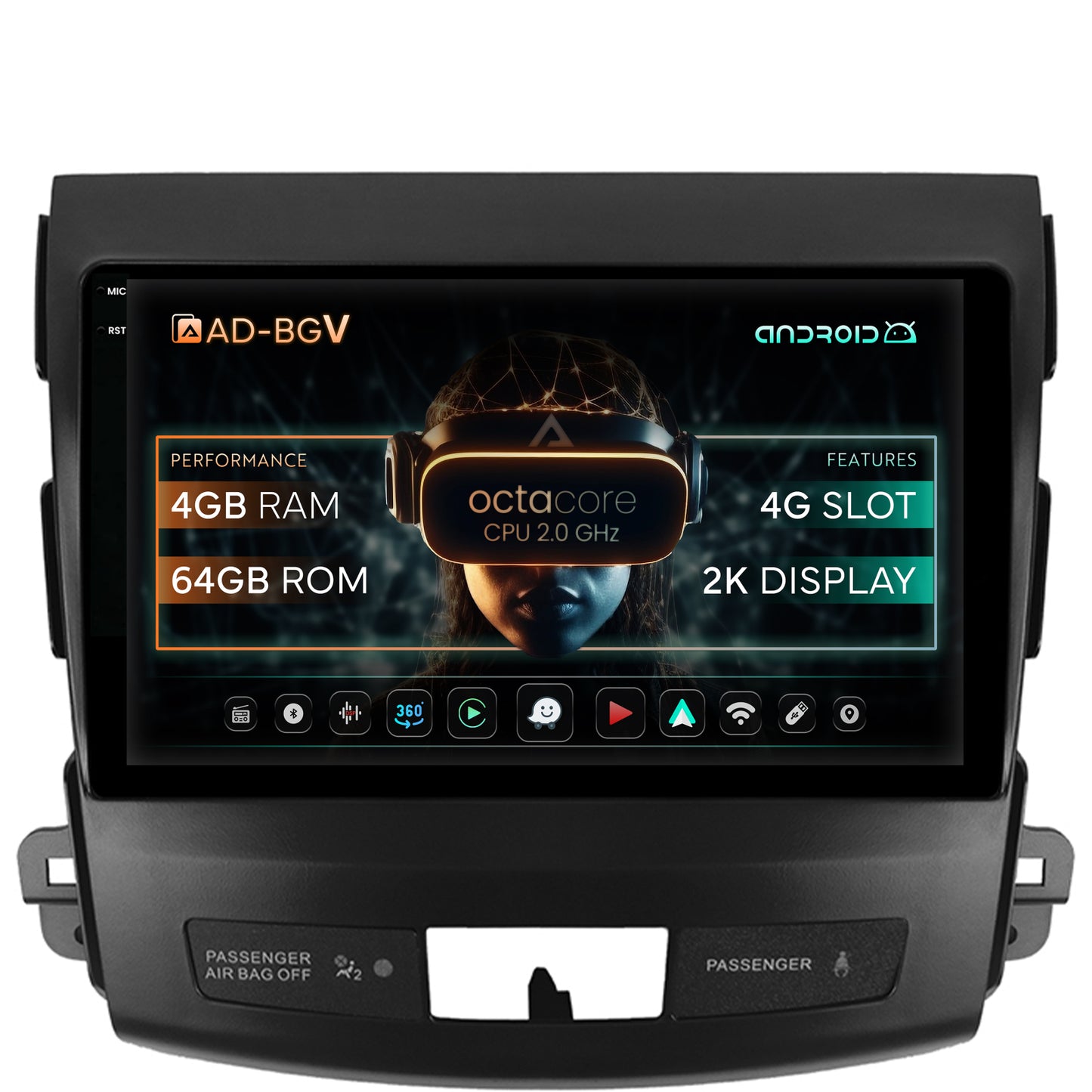 Navigatie Mitsubishi Outlander / Peugeot 4007 / Citron C-Crosser, Android, V-Octacore / 4GB RAM + 64GB ROM, 9.5 Inch - AD-BGV9004+AD-BGRKIT276