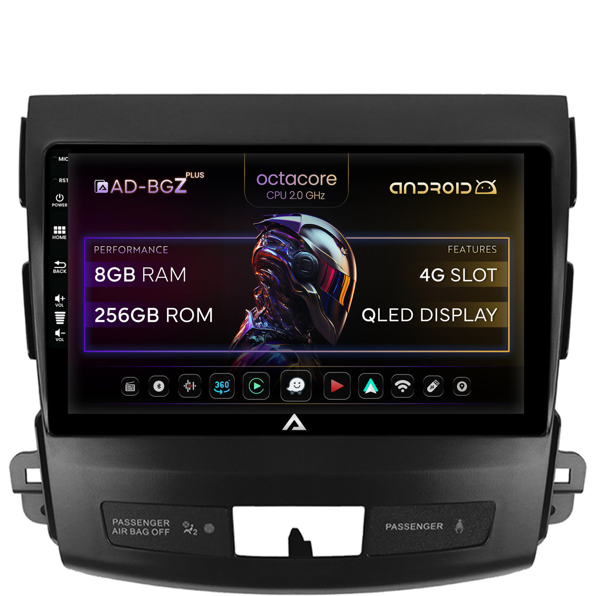 Navigatie Mitsubishi Outlander / Peugeot 4007 / Citron C-Crosser, Android, Z-Octacore / 8GB RAM + 256GB ROM, 9 Inch - AD-BGZ9008+AD-BGRKIT276