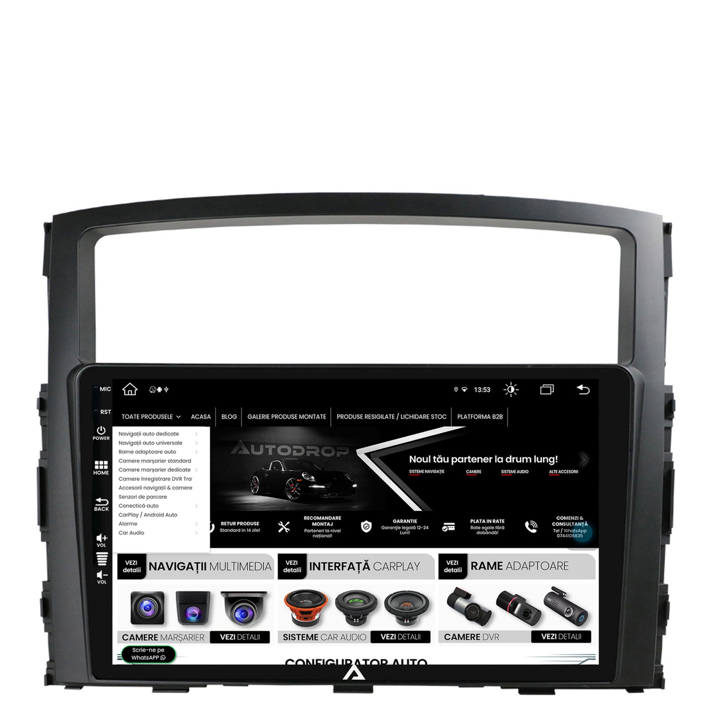 Navigatie Mitsubishi Pajero (2006-2014), Android, Z-Octacore / 8GB RAM + 256GB ROM, 9 Inch - AD-BGZ9008+AD-BGRKIT271