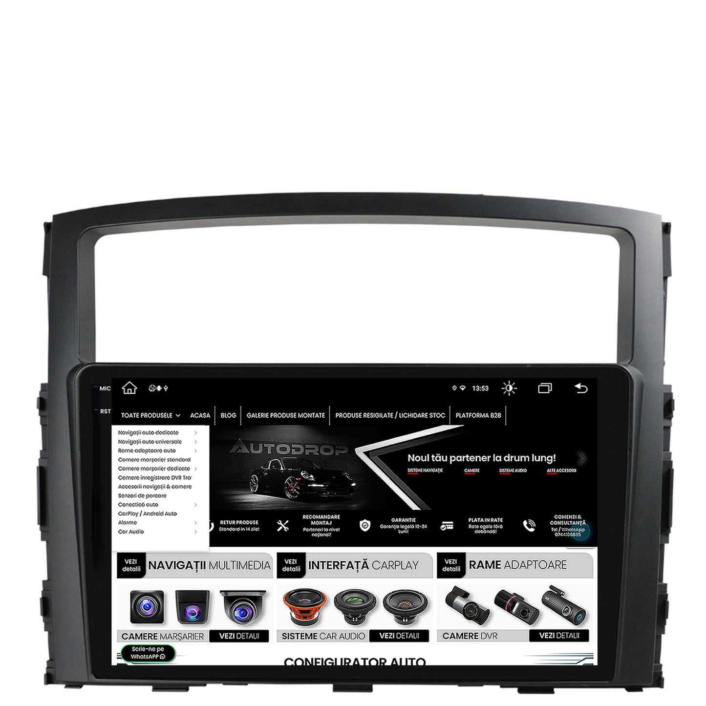 Navigatie Mitsubishi Pajero (2006-2014), Android, V-Octacore / 4GB RAM + 64GB ROM, 9.5 Inch - AD-BGV9004+AD-BGRKIT271