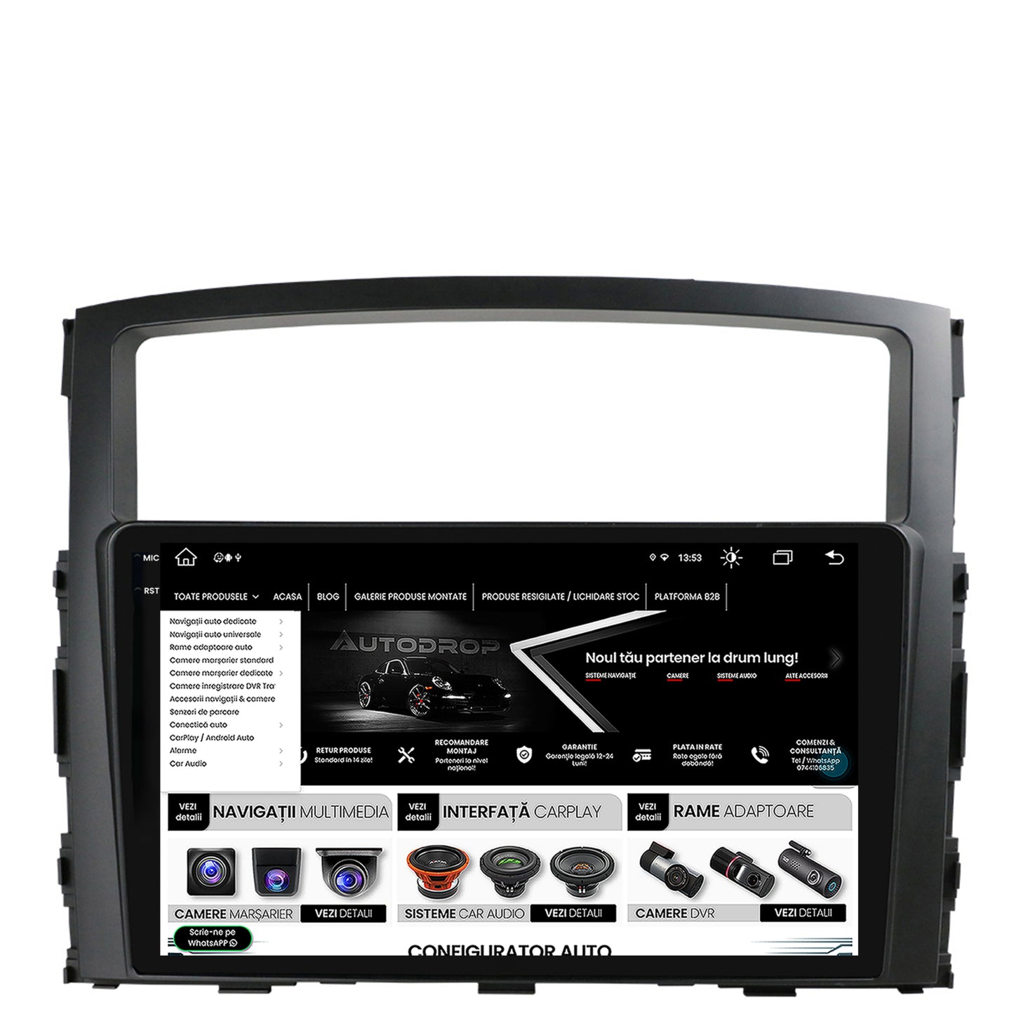 Navigatie Mitsubishi Pajero (2006-2014), Android, X-Octacore / 8GB RAM + 256GB ROM, 9.5 Inch - AD-BGX9008+AD-BGRKIT271
