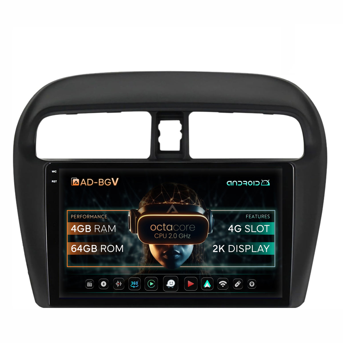 Navigatie Mitsubishi Space Star / Mirage / Attrage, Android, V-Octacore / 4GB RAM + 64GB ROM, 9.5 Inch - AD-BGV9004+AD-BGRKIT267V3