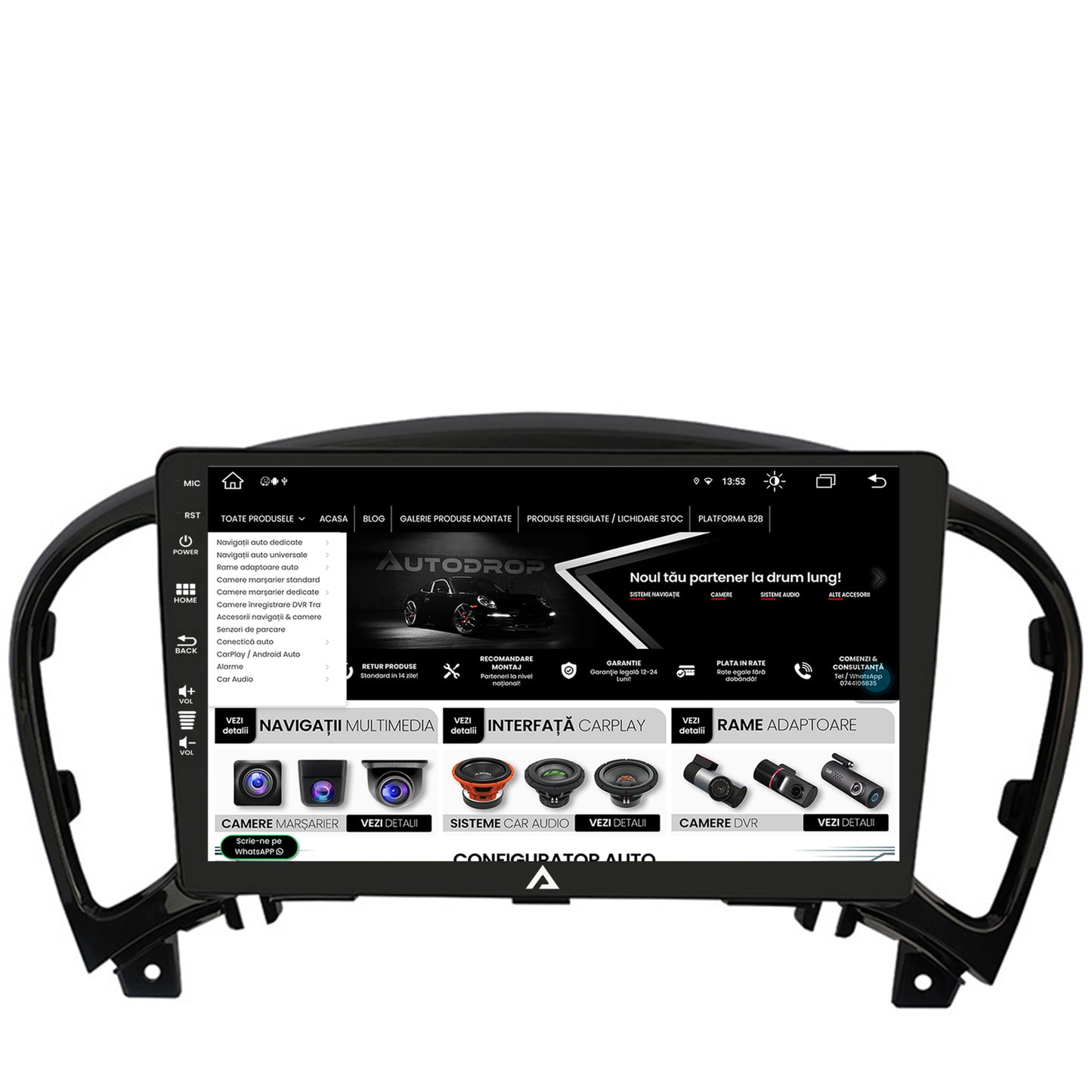 Navigatie Nissan Juke (2010-2019), Android, Z-Octacore / 8GB RAM + 256GB ROM, 9 Inch - AD-BGZ9008+AD-BGRKIT168