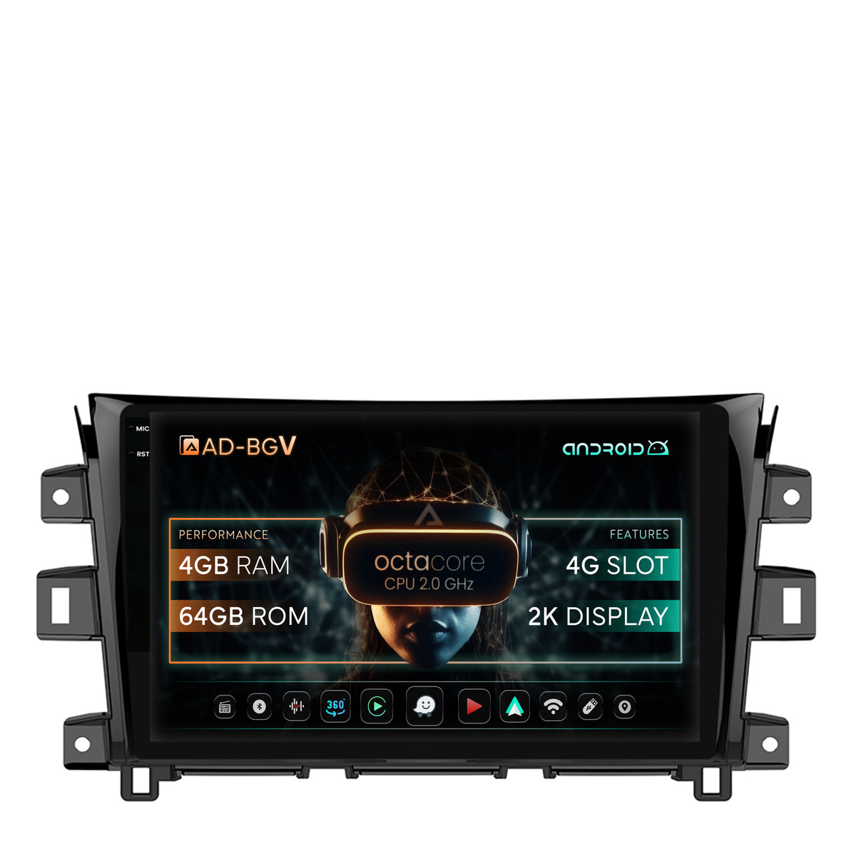Navigatie Nissan Navara (2015+), Android, V-Octacore / 4GB RAM + 64GB ROM, 10.36 Inch - AD-BGV10004+AD-BGRKIT163