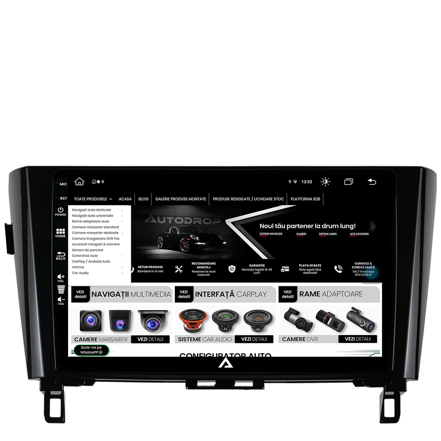 Navigatie Nissan Qashqai / X-Trail (2013+), Android, Z-Octacore / 8GB RAM + 256GB ROM, 10.1 Inch - AD-BGZ10008+AD-BGRKIT162