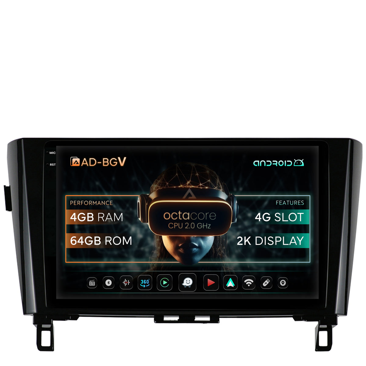 Navigatie Nissan Qashqai / X-Trail (2013+), Android, V-Octacore / 4GB RAM + 64GB ROM, 10.36 Inch - AD-BGV10004+AD-BGRKIT162