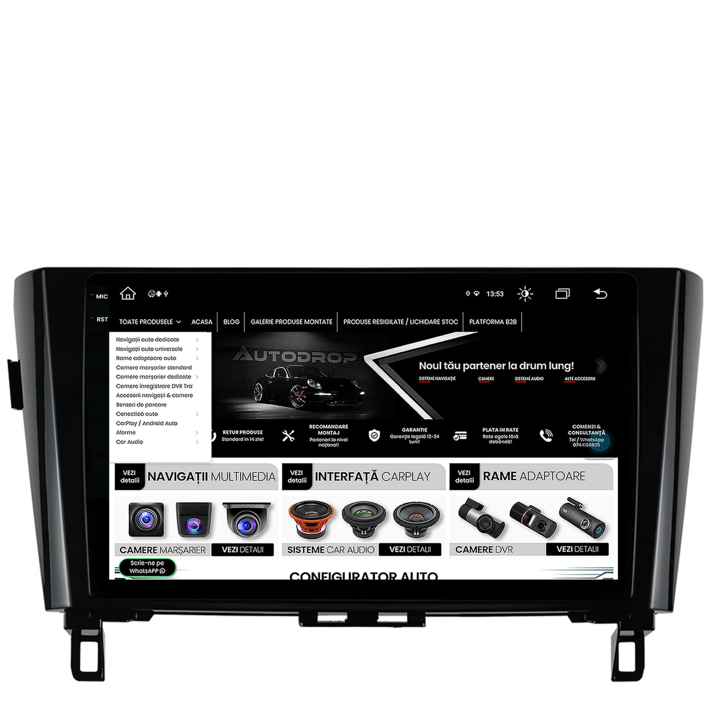 Navigatie Nissan Qashqai / X-Trail (2013+), Android, V-Octacore / 4GB RAM + 64GB ROM, 10.36 Inch - AD-BGV10004+AD-BGRKIT162