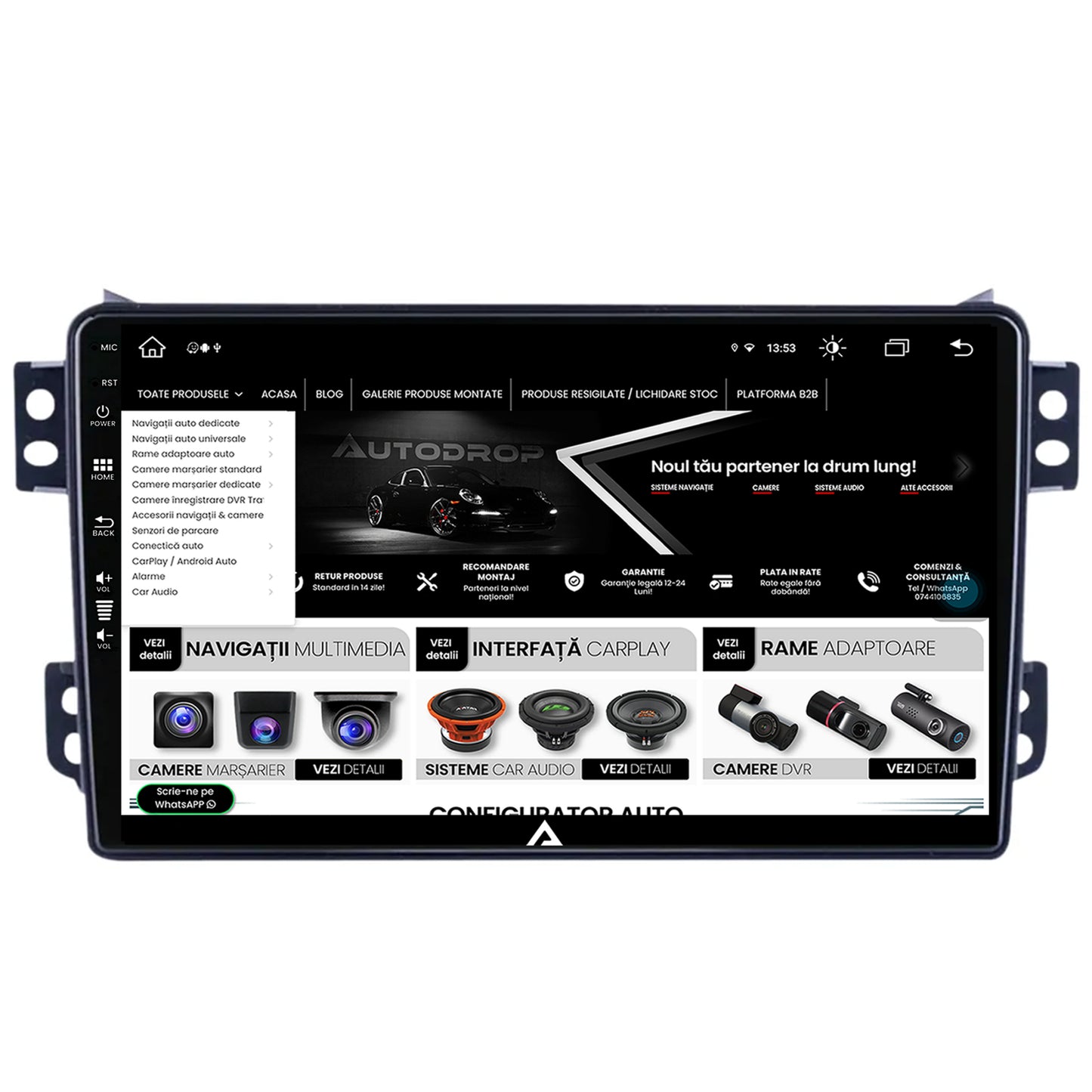 Navigatie Opel Agila / Suzuki Splash (2007-2014), Android, Z-Octacore / 8GB RAM + 256GB ROM, 9 Inch - AD-BGZ9008+AD-BGRKIT388V2