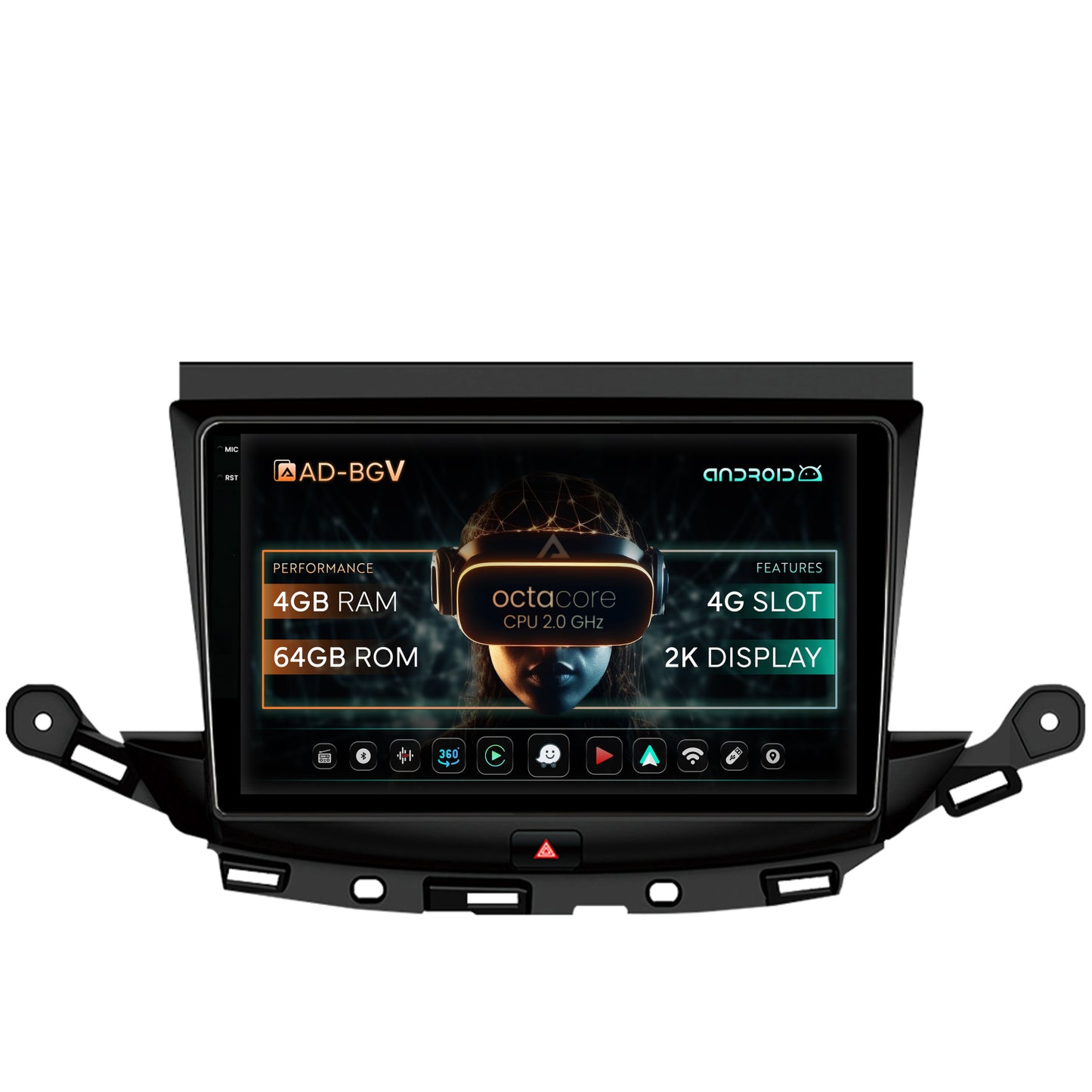 Navigatie Opel Astra K, Android, V-Octacore / 4GB RAM + 64GB ROM, 9.5 Inch - AD-BGV9004+AD-BGRKIT251