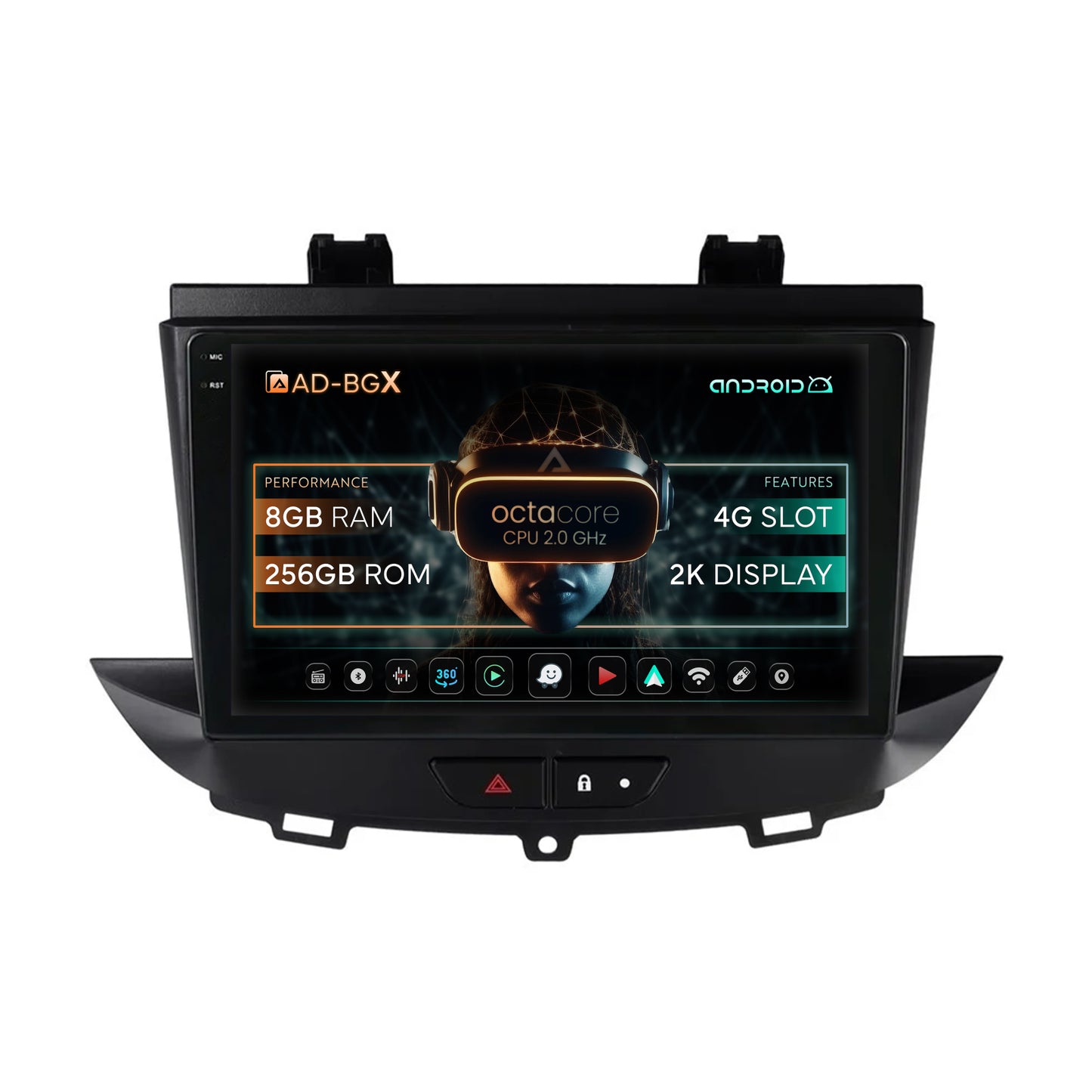 Navigatie Opel Grandland X / Opel Crossland X (2017-2021), Android, X-Octacore / 8GB RAM + 256GB ROM, 9.5 Inch - AD-BGX9008+AD-BGRKIT354