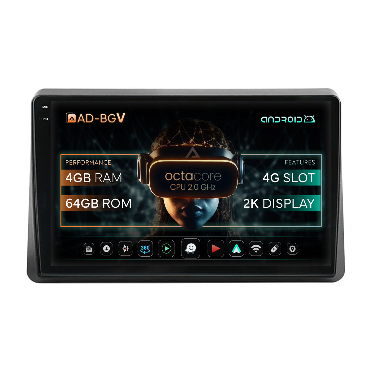 Navigatie Opel Movano / Renault Master (2020-2024), Android, V-Octacore / 4GB RAM + 64GB ROM, 10 Inch - AD-BGV10004+AD-BGRKIT377