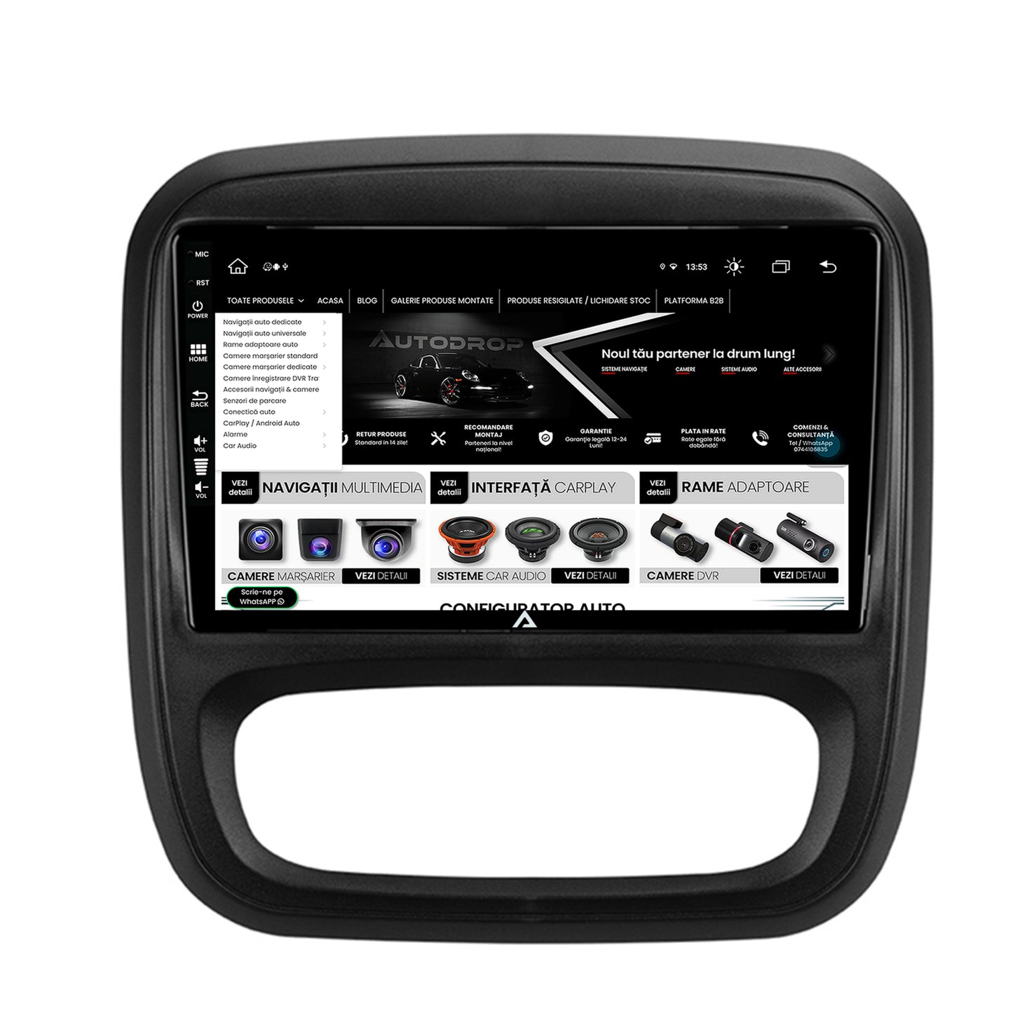 Navigatie Opel Vivaro / Renault Trafic / Fiat Talento (2014-2017), Android, Z-Octacore / 8GB RAM + 256GB ROM, 9 Inch - AD-BGZ9008+AD-BGRKIT389