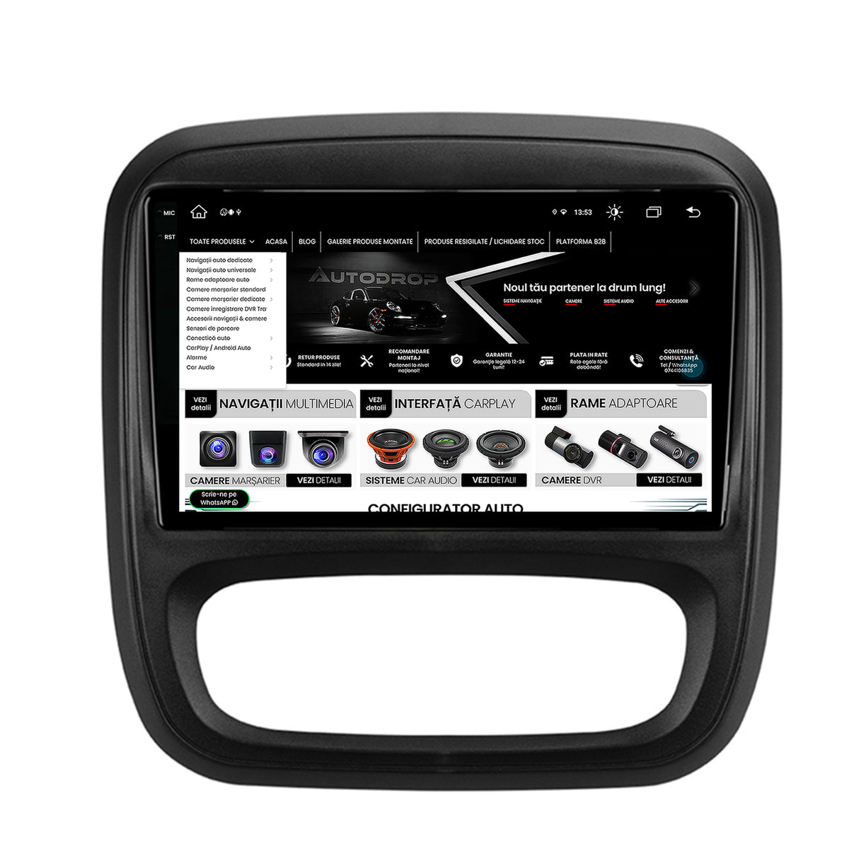 Navigatie Opel Vivaro / Renault Trafic / Fiat Talento (2014-2017), Android, V-Octacore / 4GB RAM + 64GB ROM, 9.5 Inch - AD-BGV9004+AD-BGRKIT389