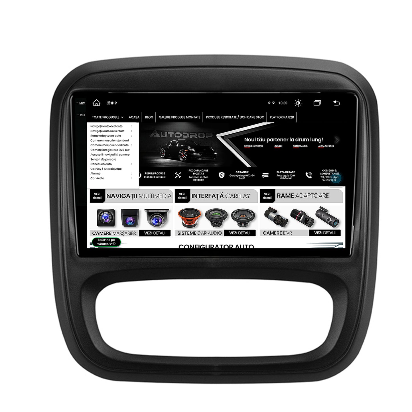 Navigatie Opel Vivaro / Renault Trafic / Fiat Talento (2014-2017), Android, V-Octacore / 4GB RAM + 64GB ROM, 9.5 Inch - AD-BGV9004+AD-BGRKIT389