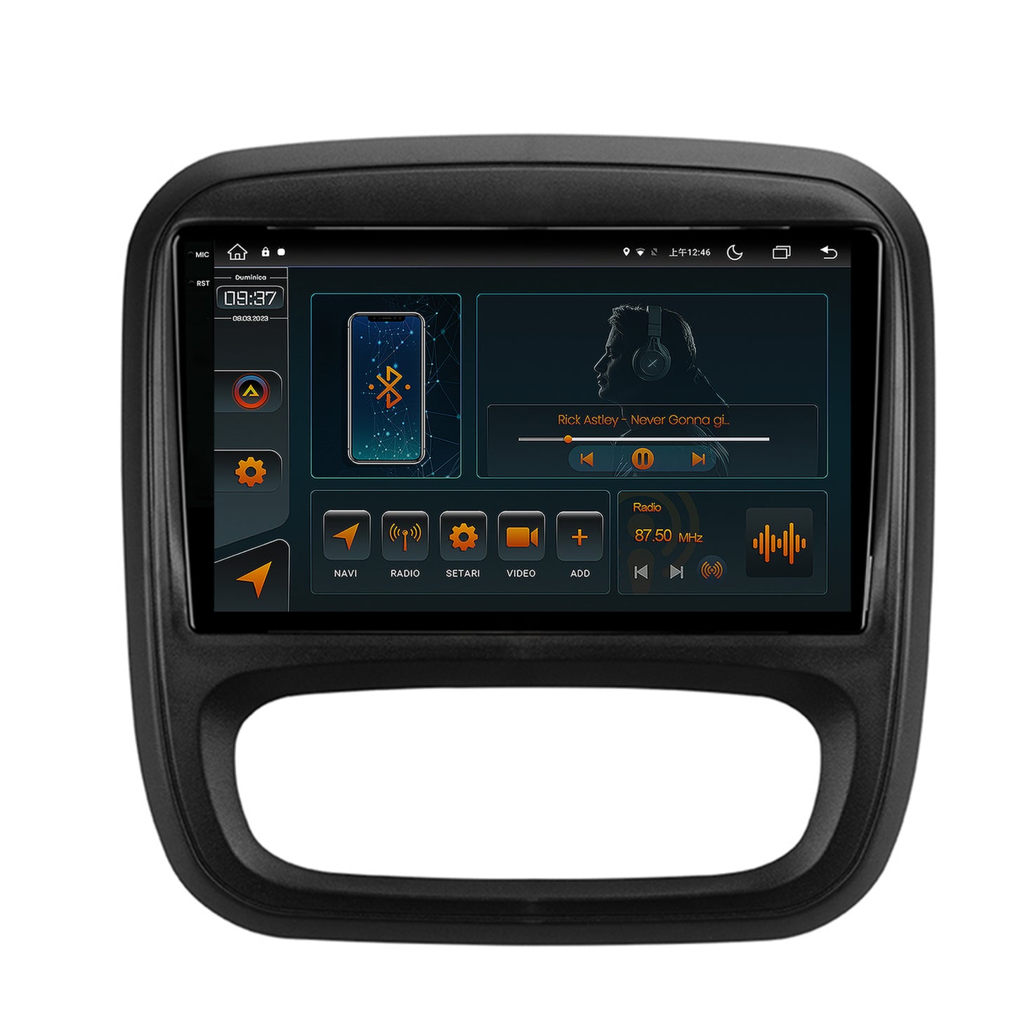 Navigatie Opel Vivaro / Renault Trafic / Fiat Talento (2014-2017), Android, V-Octacore / 4GB RAM + 64GB ROM, 9.5 Inch - AD-BGV9004+AD-BGRKIT389