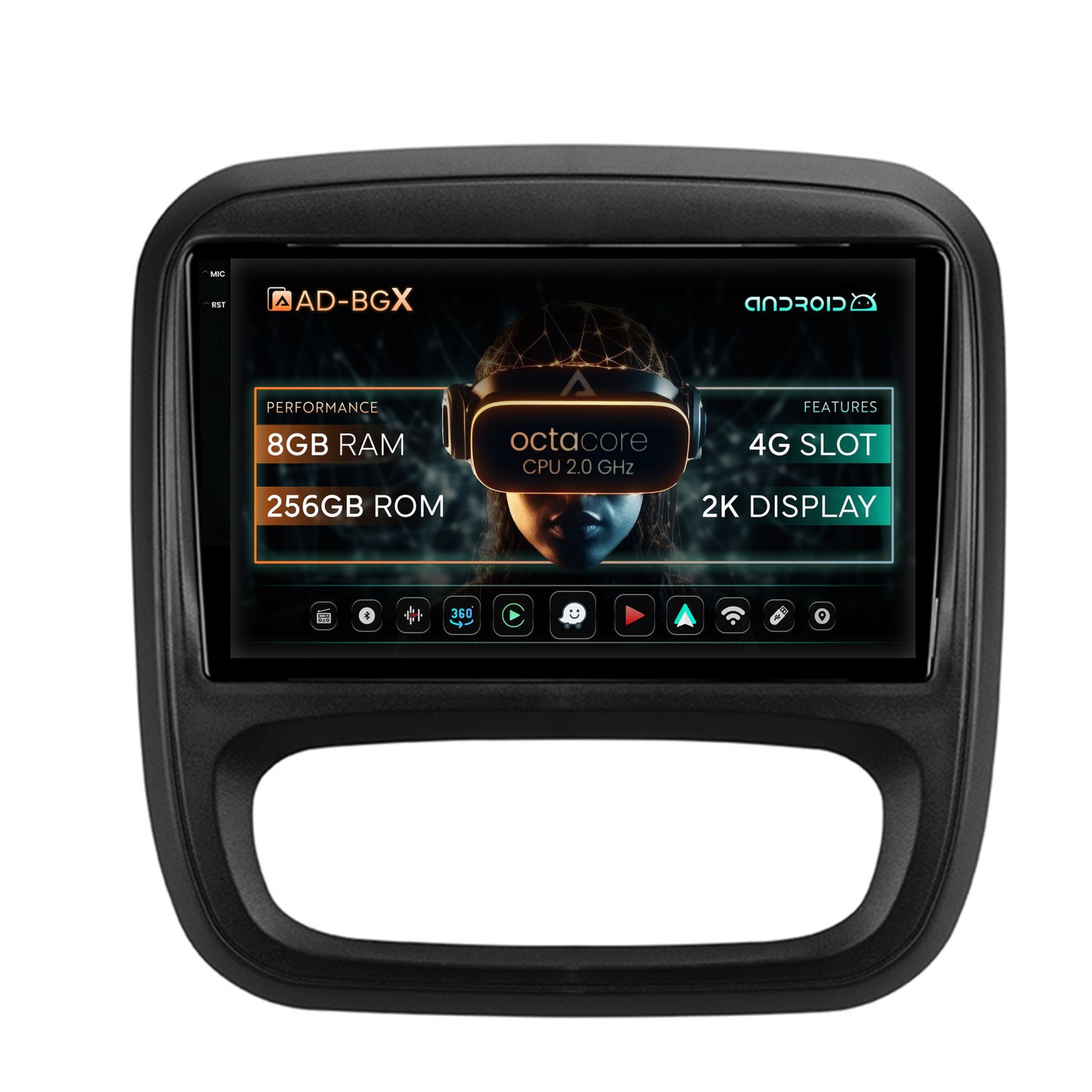 Navigatie Opel Vivaro / Renault Trafic / Fiat Talento (2014-2017), Android, X-Octacore / 8GB RAM + 256GB ROM, 9.5 Inch - AD-BGX9008+AD-BGRKIT389